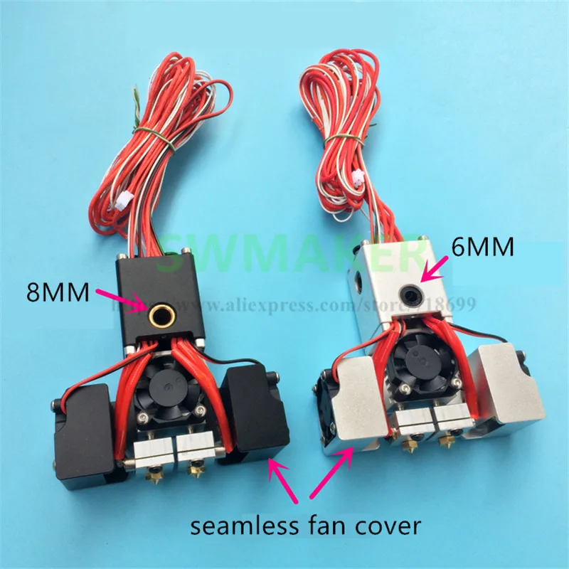 Novo tipo Ultimaker Extrusora de Cabeça 2 + Impressora Chimera Hotend Dupla Extrusora 2 Entrada Liga Alumínio 3d Kit 7 Peças e acessórios em 3D
