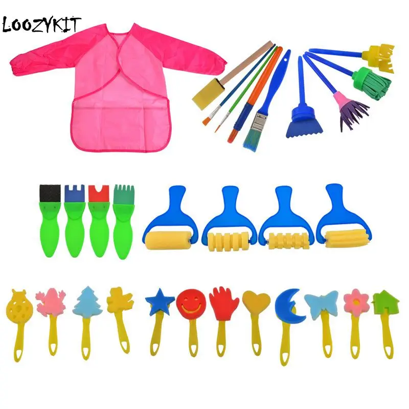 

Loozykit 30pcs/set Rotate Spin Paint Drawing Sponge Brushes Kids DIY Flower Sponge Art Graffiti Brushes Painting Tool Toys