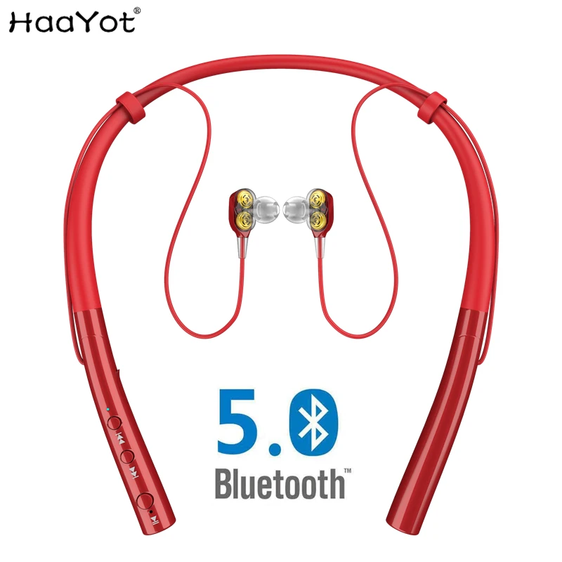 

HAAYOT New Neckband In-ear Wireless Bluetooth 5.0 Headphones Headset Quad-core Earphones Sport Running Stereo Sound For Phones