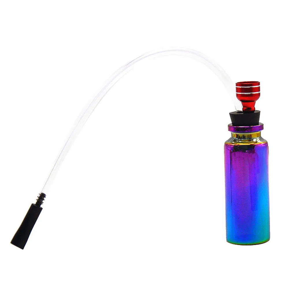 HORNET Rainbow Glass Smoking Pipes Mini Hookah Shisha Water Pipe 120MM Metal Tobacco Pipes With Long Silicone Mouth Filter - Цвет: Red