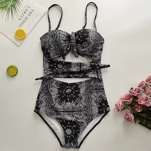 Брендовый женский сексуальный цельный купальник, черный ретро геометрический принт, Топ без бретелек, горячая пляжная одежда для девочек, купальный костюм