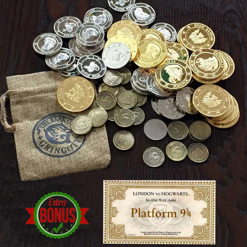

3Pcs Hp Bank Coins with 1Pcs Hogwart Express Ticket as Gift Halloween Gift for HP Fans