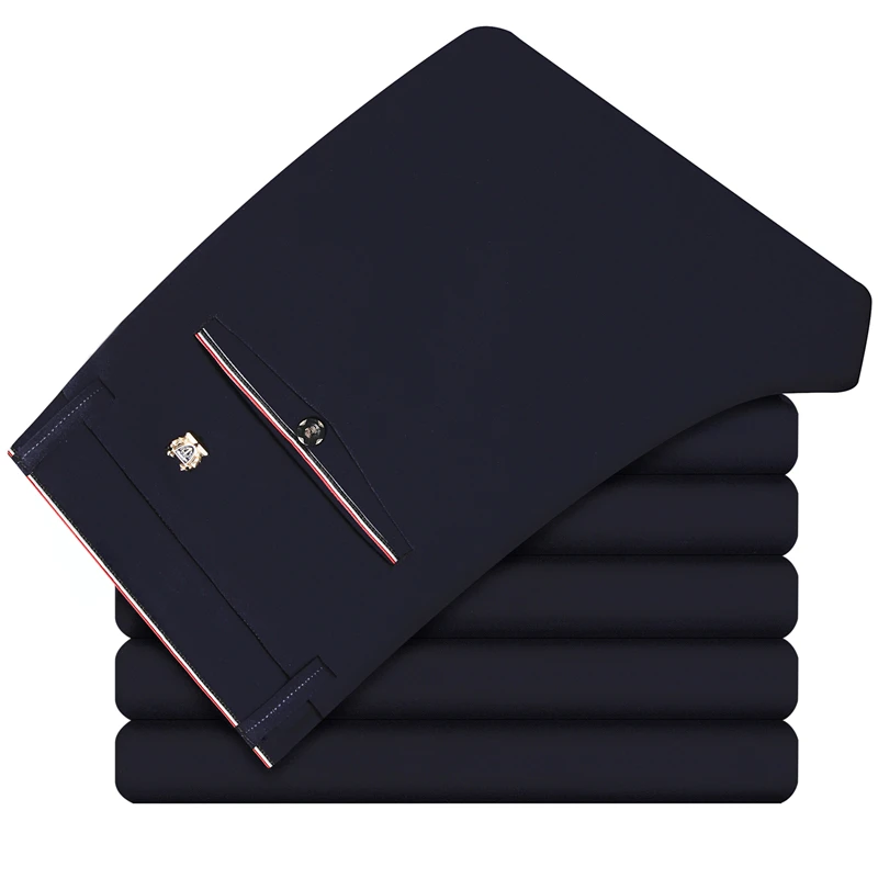 

2019 autumn thick section men's high elastic business casual pants Slim straightforward hot pants youth knitted pants