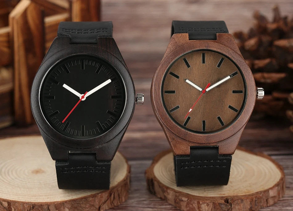 YISUYA Creative Bamboo Watches Men Red Secondhand Quartz Women Female Wrist Watch Fashion Black Dial Elegant Leather Band Strap (7)