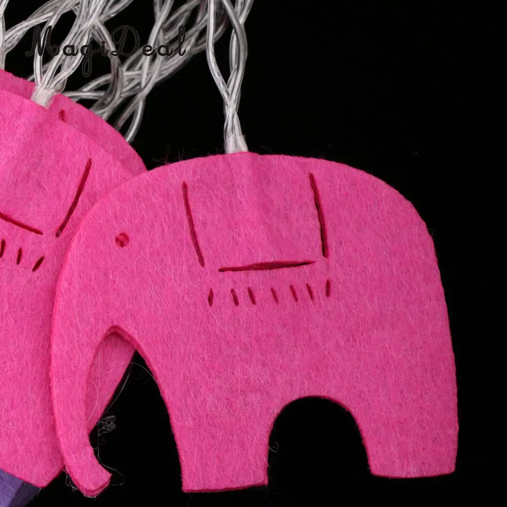 Christmas Kids Birthday Felt LED Lamp Elephant Banner Glows String Light Garland Xmas Party Hanging Bunting Decoration