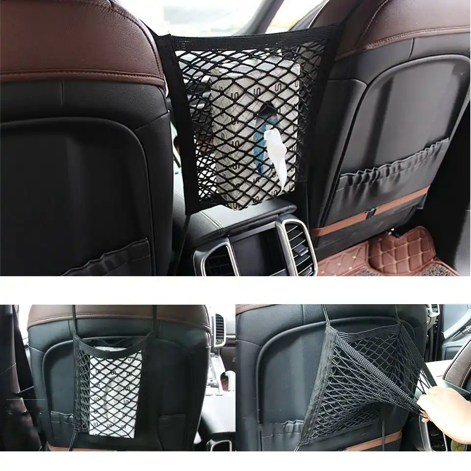 Between Seat Mesh Storage Net with Pockets Trucks and SUVs Center Console Pet Cargo Netting for Vehicles Front Seat Dog Barrier for Cars DFDM National Car Net Organizer XL 16x18 Sized