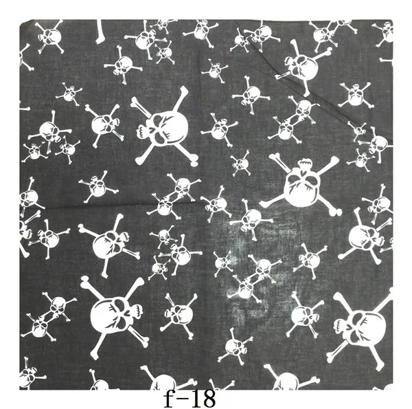 Хлопок, Пейсли, череп, панк, хип-хоп, головной убор, для волос, на шею, повязка на запястье, шейный платок, квадратный головной убор, Платок для мужчин, 55 см* 55 см - Цвет: f-18