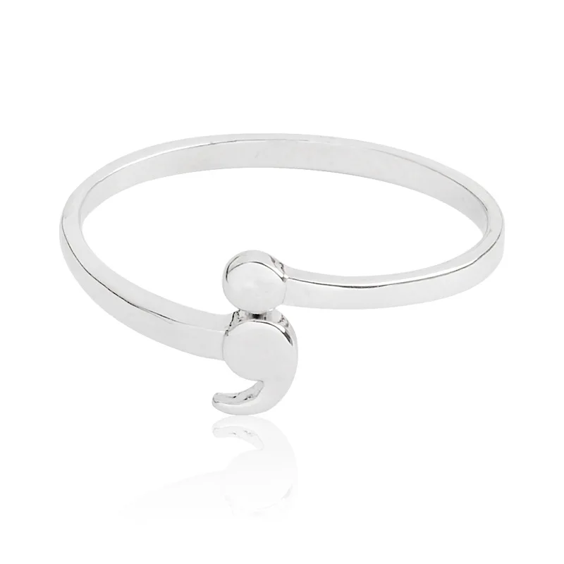

Semicolon Adjustable Ring Mental Health Ring Inspirational Girl/Boy Jewelry Love Life for Graduation Student Unisex Wholesale