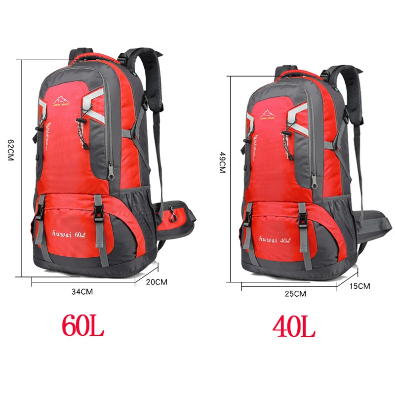 60L للماء للجنسين الرجال على ظهره السفر حزمة حقائب رياضية حزمة تسلق الجبال والمشي في تسلق التخييم على ظهره للذكور