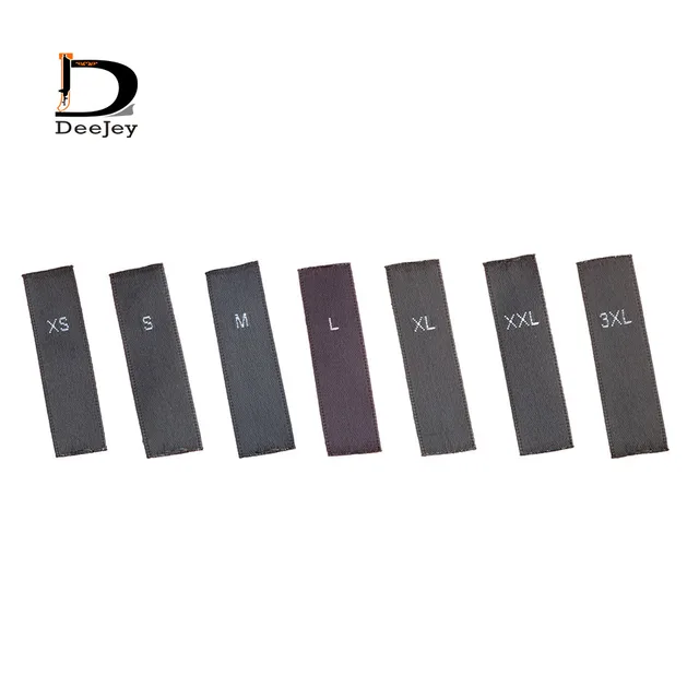 stock 1 2x4cm size label satin woven tab smooth tag labels black