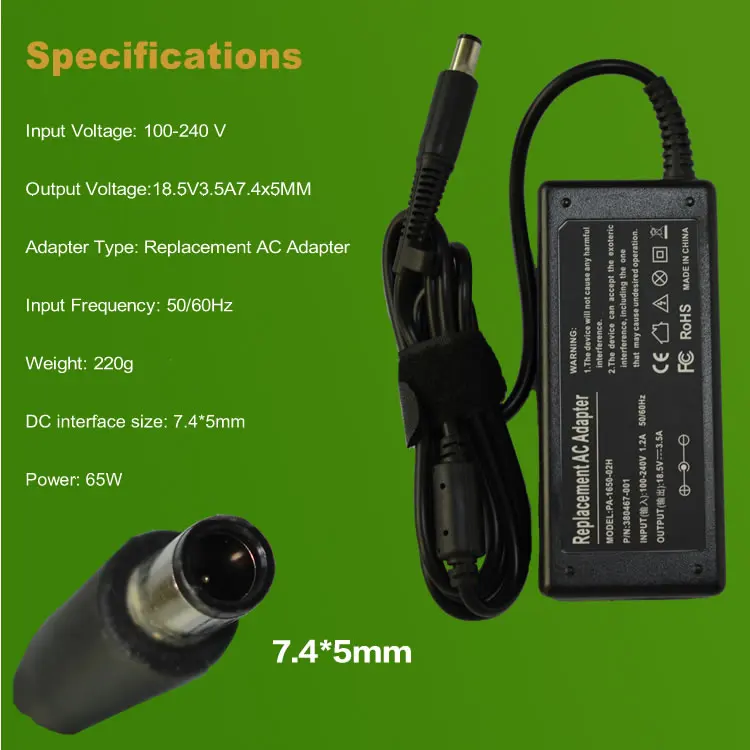 65W 18.5V 3.5A Laptop AC Adapter Power Supply Notebook Charger For HP For Compaq G62 CQ45 CQ40 G6 65W 18.5V 3.5A Laptop AC Adapter Power Supply Notebook Charger For HP For Compaq G62 CQ45 CQ40 G6