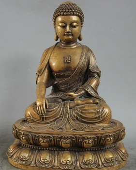 

USPS to USA S2262 14" Tibetan Buddhism Copper Seat Shakyamuni Amitabha Buddha Sakyamuni Statue