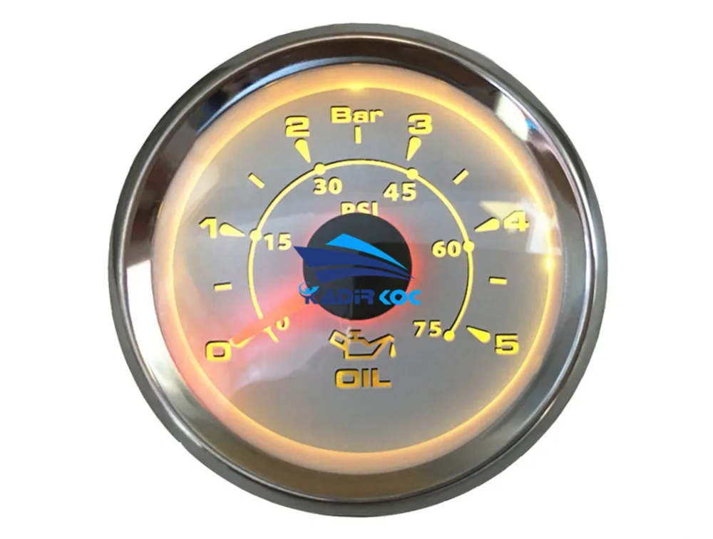 1 шт. Новое поступление 52 мм 0-5Bar масла Давление датчики 0-75psi ЖК-масло Давление метров 316L ободок Водонепроницаемый для автомобиля грузовик лодка яхта
