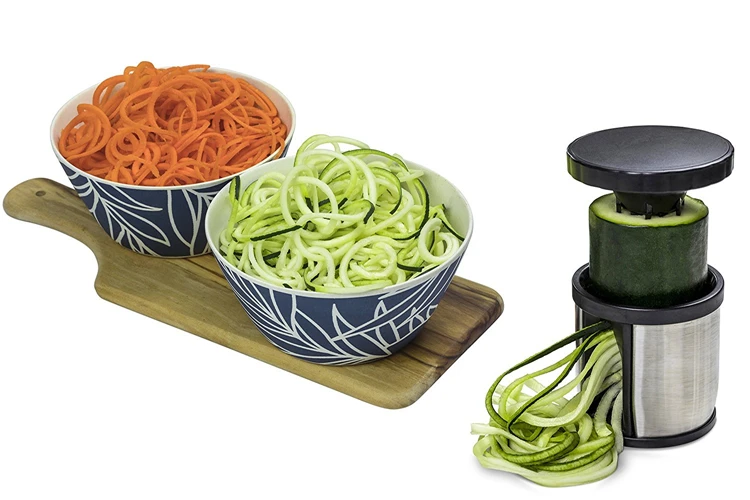 

1PC Manual Spiralizer Vegetable Slicer Stainless Steel Spiral Cutter With Cleaning Brush Zoodle Maker Kitchen Gadgets QA 083