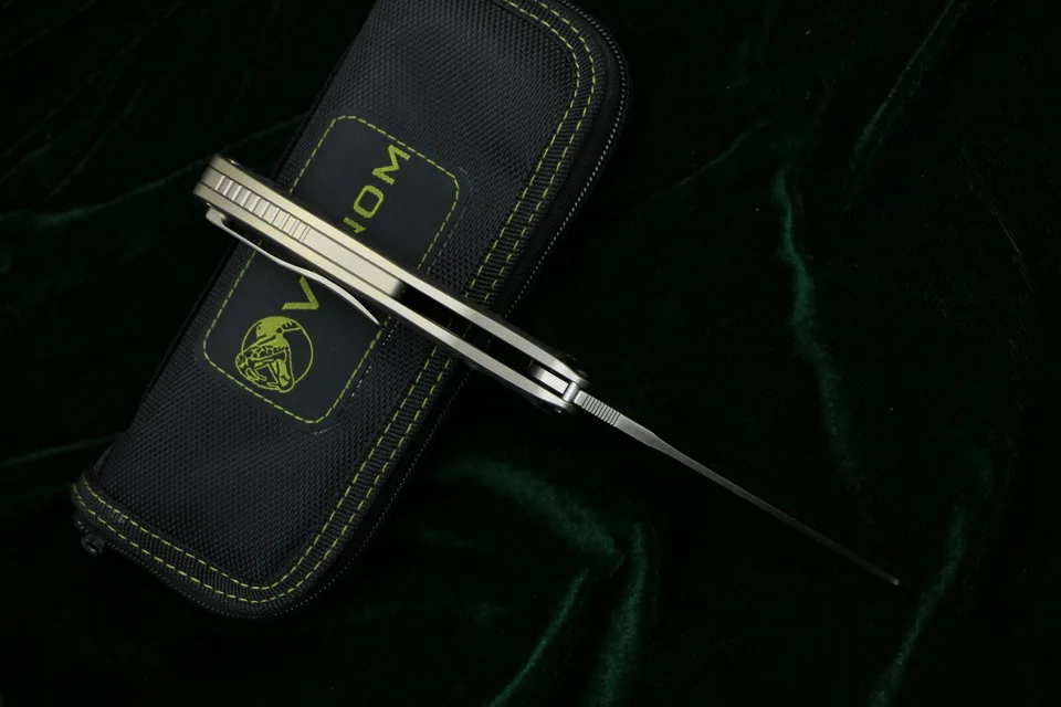 Складной нож VENOM BONE DOCTOR M390 Titanium CF Flipper уличный Карманный кухонный для кемпинга