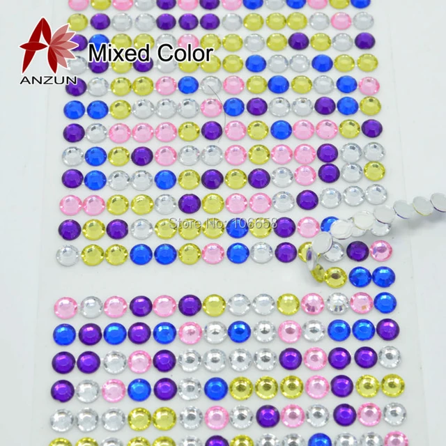 2 sheet 504pcs/sheet Beauty 5mm STICK ON GEMS (STRIPS) Rhinestone sticker  Cup DIY Decal Decor Stickers Styling mixed color - AliExpress