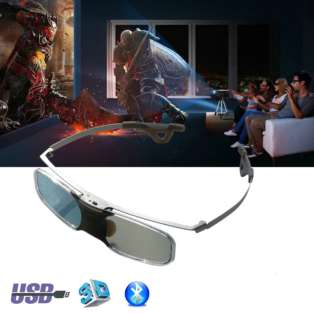 USB Rechargeable Active Shutter Bluetooth 3D Glasses LCD Lens for Sony