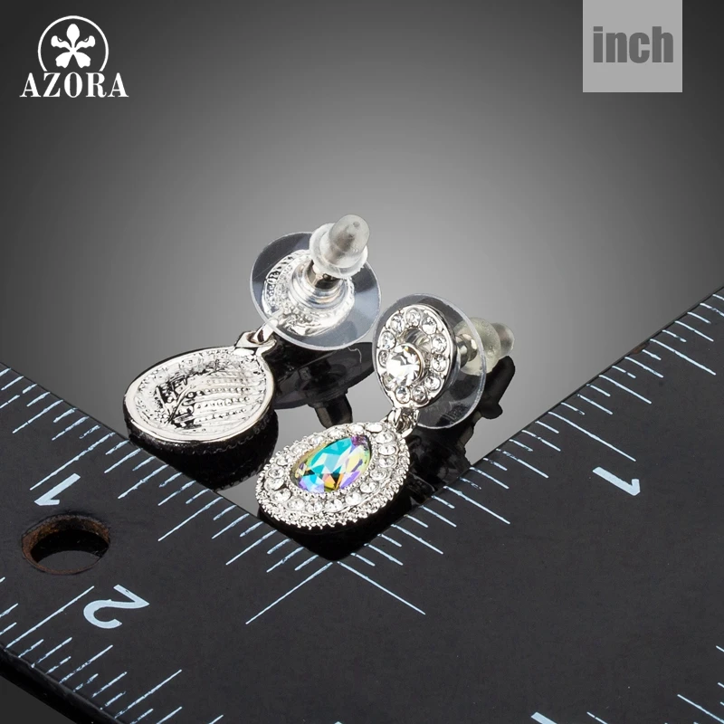 AZORA Brand Fashion Jewelry Gradual Change Color Austrian Crystals Drop Earrings for Women Wedding Party Accessories Gift TE0292