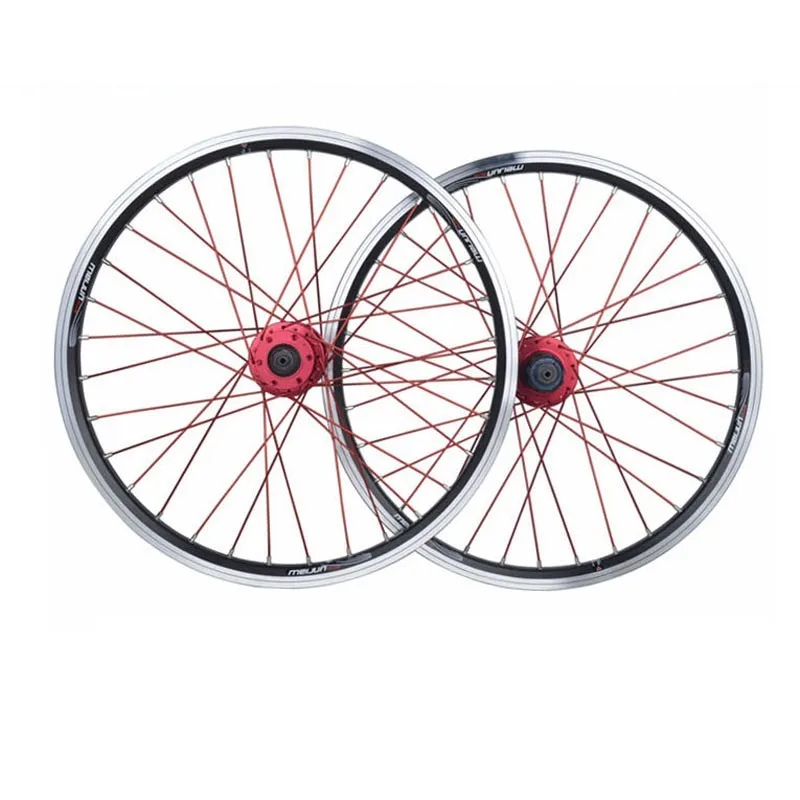 Best MEIJUN folding bicycle 20 inch 406 bicycle wheel 26 inch high quality aluminum alloy V disk wheel card hub multi-color wheel set 2