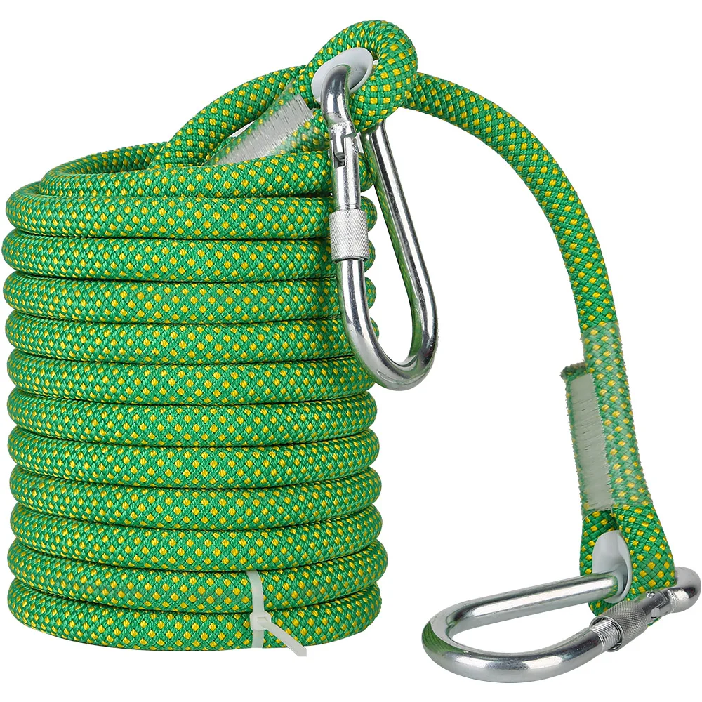 Good Quality 10m Climbing Rope 16mm Rope+ 2 Hooks For Outdoors Hiking