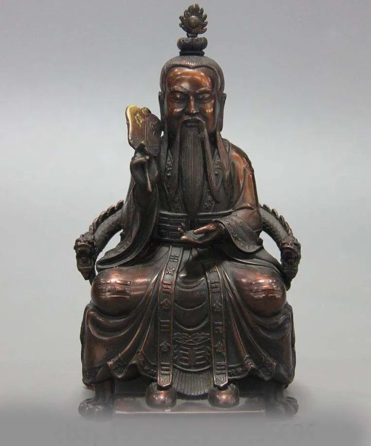 

Chinese Taoism Bronze Copper Carved Dragon Immortal God Tai Chi Statue Sculpture SD 506