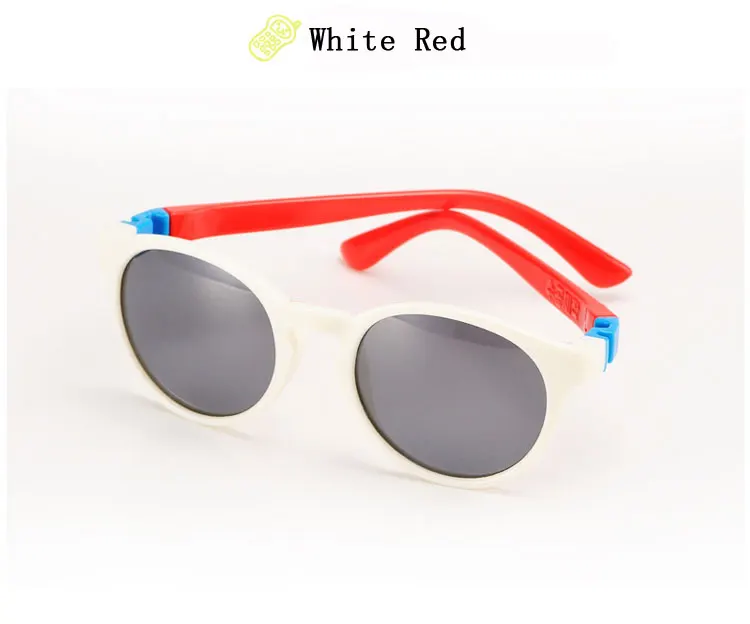 Двух часах круглые очки Детские поляризованные TR90 гибкая рама солнцезащитных очков ребенок анти солнцезащитные очки с УФ фильтром для Óculos 850 - Цвет линз: White Red