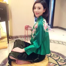 Женская короткая куртка Yokosua с китайской цветочной вышивкой