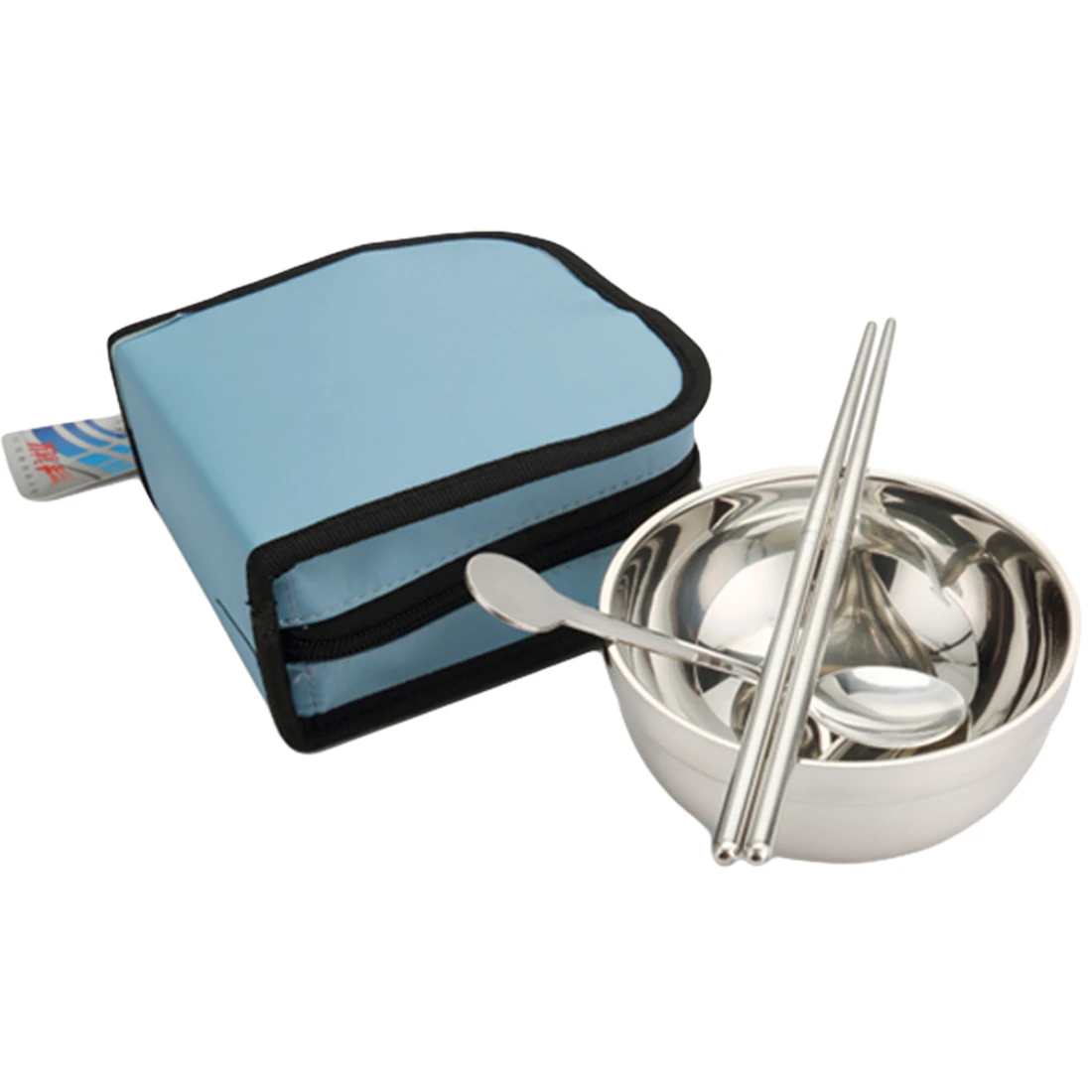 Acero inoxidable vajilla Portable viaje Camping tazón palillos cuchara conjunto herramienta de Picnic al aire libre Tablewares