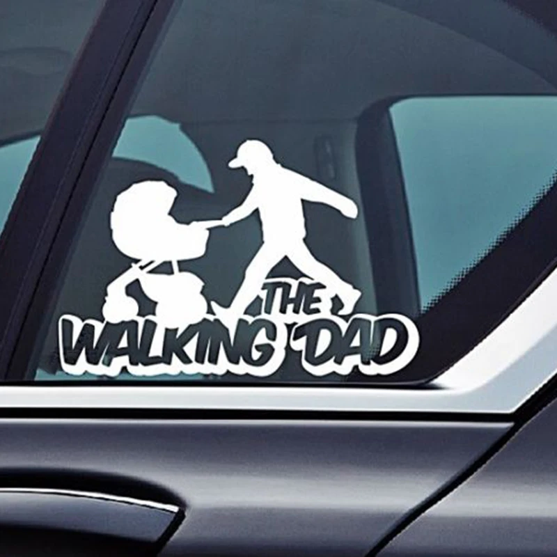 Murah Berjalan Ayah Lucu Jogging Kereta Dorong Anak anak Vinyl Kualitas Tinggi Stiker Mobil Lucu dan Menarik Fashion Stiker Stiker