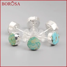 BOROSA 5 пар Мода чистого серебра Freeform натуральный голубой камень натуральная бирюза серьги гвоздики модные серьги для женщин SS043
