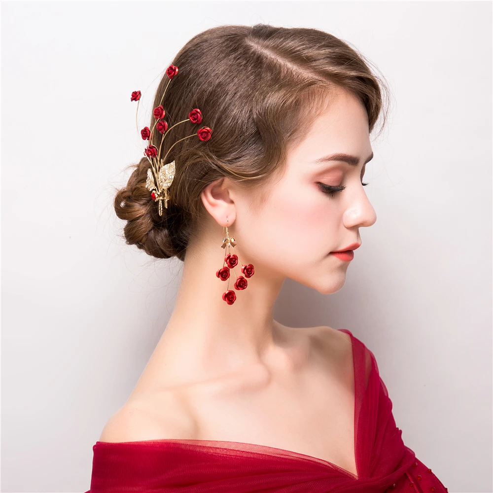 Trendy Gold Color Hair Clips Flower Barrettes Bridal Wedding Princess Hairgrips Headdress Hair