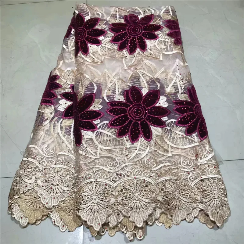 

Nigerian Lace Fabrics For Wedding 2019, African French Lace Fabric High Quality 3D Lace, Lace Applique flannel WD052108