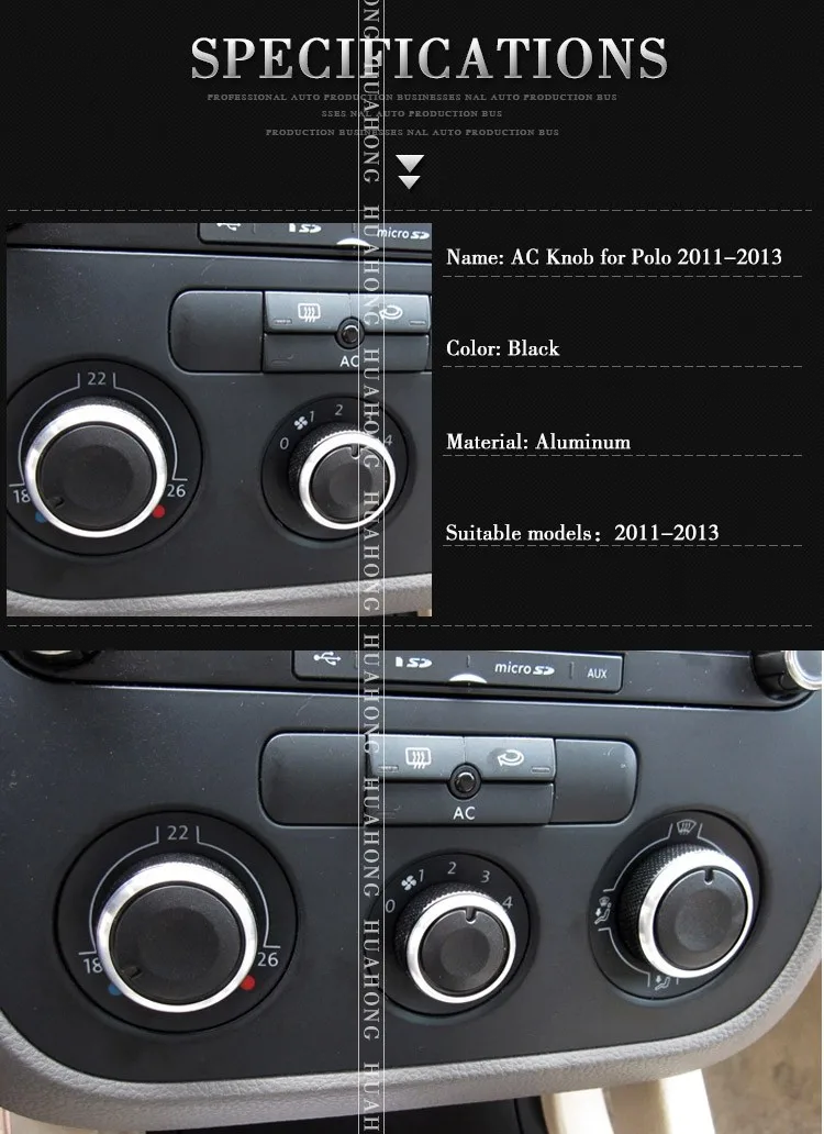 Vtear для Volkswagen аксессуары для Polo AC Ручка кондиционера регулятор тепла переключатель ручка алюминиевый сплав украшение интерьера
