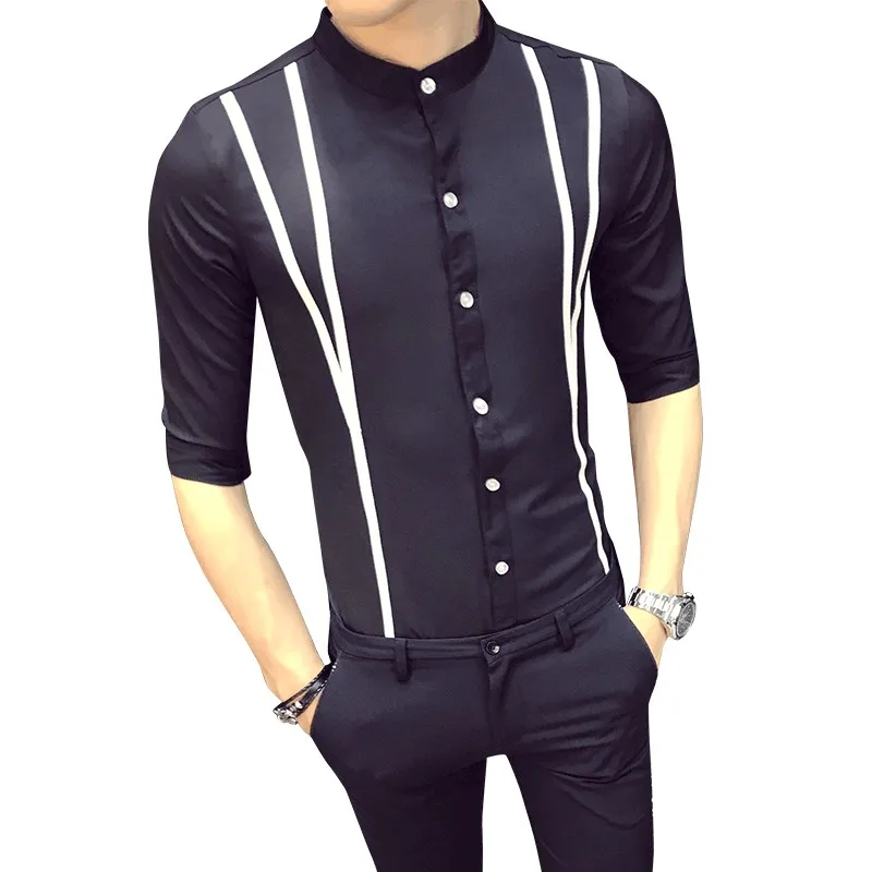 High Quality Men Shirt Brand Designer Casual Slim Fit Social Shirts