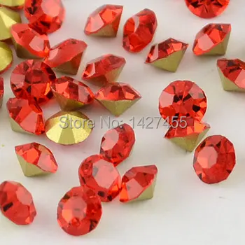 

Free Shipping ss6 2mm, 1440Pcs/lot Point Back glass Rhinestone LIGHT SIAM Color Point Back Chaton