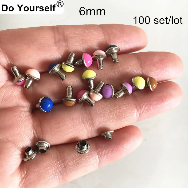 100 Set 6mm Pearl Metal Base Rapid Rivets Studs,Decoration Findings For