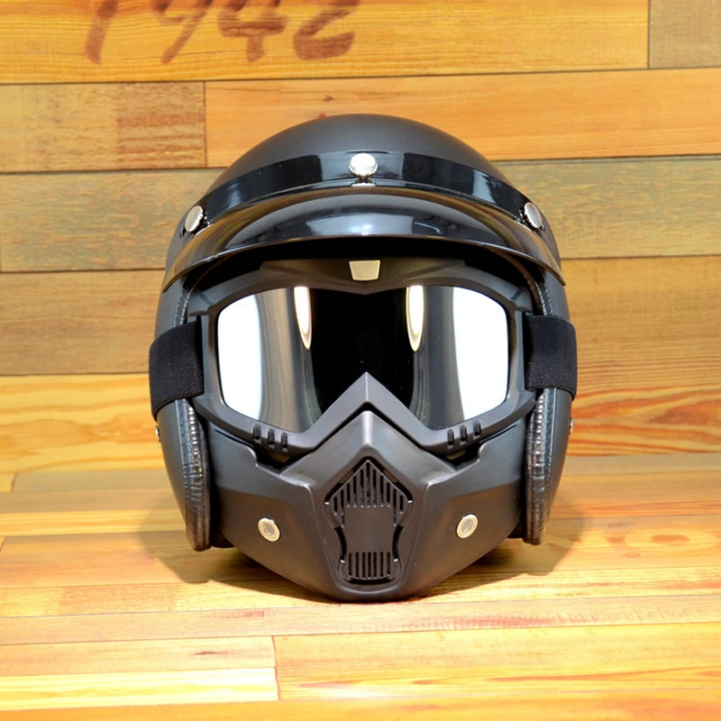 MotoLovee Горячая модульная маска Съемные очки и рот фильтр идеально подходит для открытого лица полушлем для мотоцикла винтажный шлем