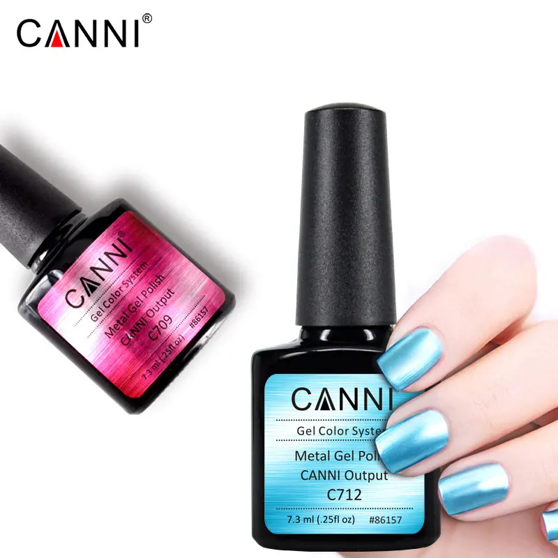 CANNI Metal Effect Nail Polish Gel Nail Art 7.3ml Base Coat and Top