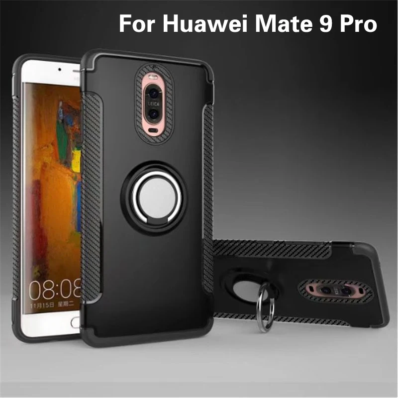 

Anti-knock Soft Silicone PC Back Cover Cases For Huawei Mate 9 Pro Mobile Phone Case With Ring Bracket