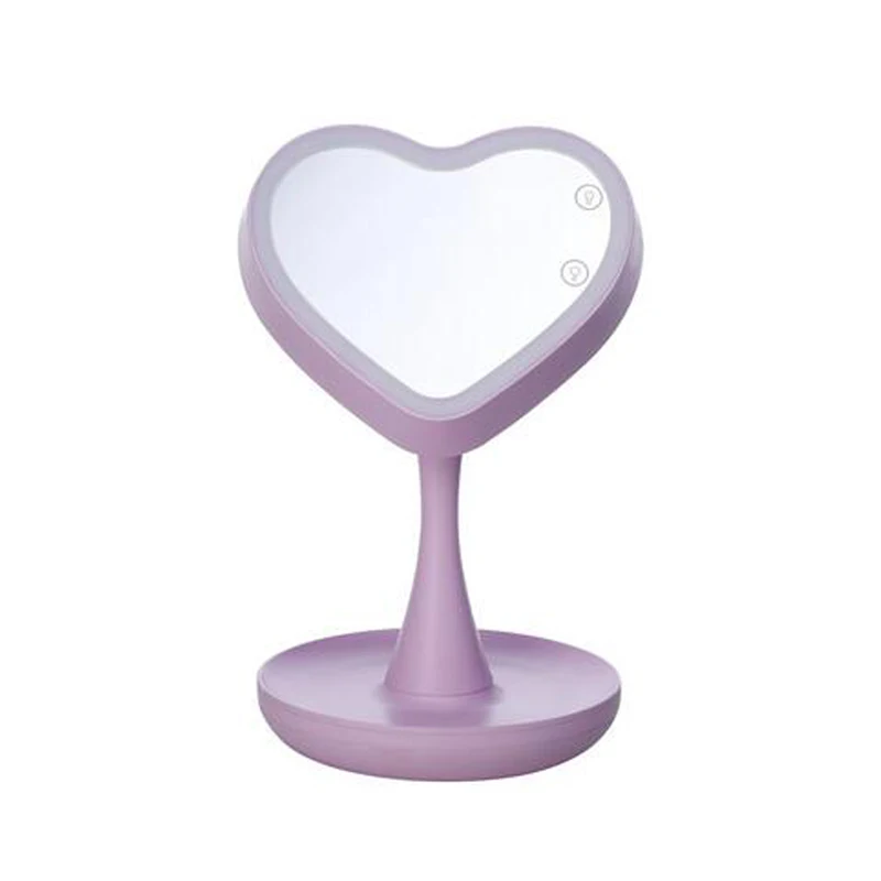 

7 Colors Electric LED Makeup Mirror Makeup Tool Heart Shape Makeup Mirror For Valentine's Day Gift Present Desk Lamp Beauty Tool