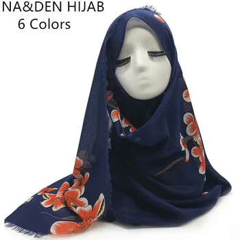 

Fashion printing with fringes plain Hijabs Viscose Women Solid Shawl Wrap Large Head Scarf Islamic soft scarves 10pcs/lot