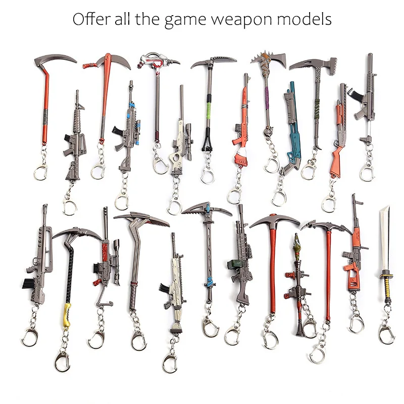 

12CM Fortnited Keychain Fortnight Key Chain Gun Model Pickaxe For Children Gifts Fortnited Battle Royale