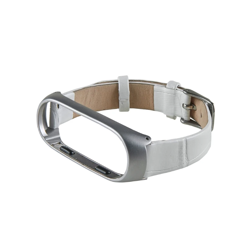 

Replacement Leather Wrist Strap watchband With Metal Frame for Xiaomi Mi band 3 Metal Frame + PU Leather Strap