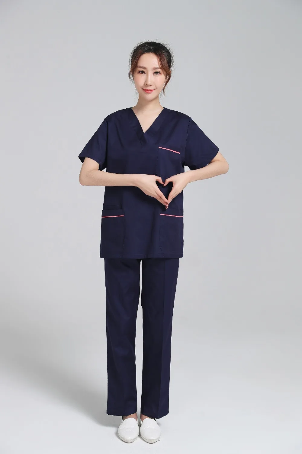 2018 navy blue Surgical Hospital Scrub Sets Doctor Uniforms Dental Clinic Beauty Salon Medical