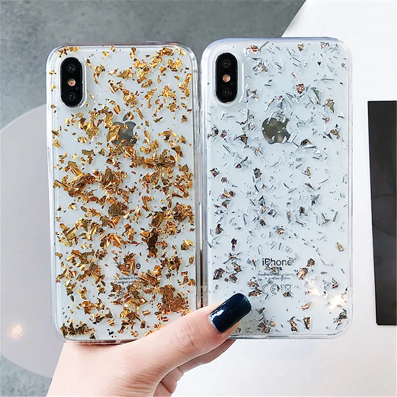 Роскошный блестящий Мраморный чехол из золотой фольги для телефона iPhone XR XS Max X