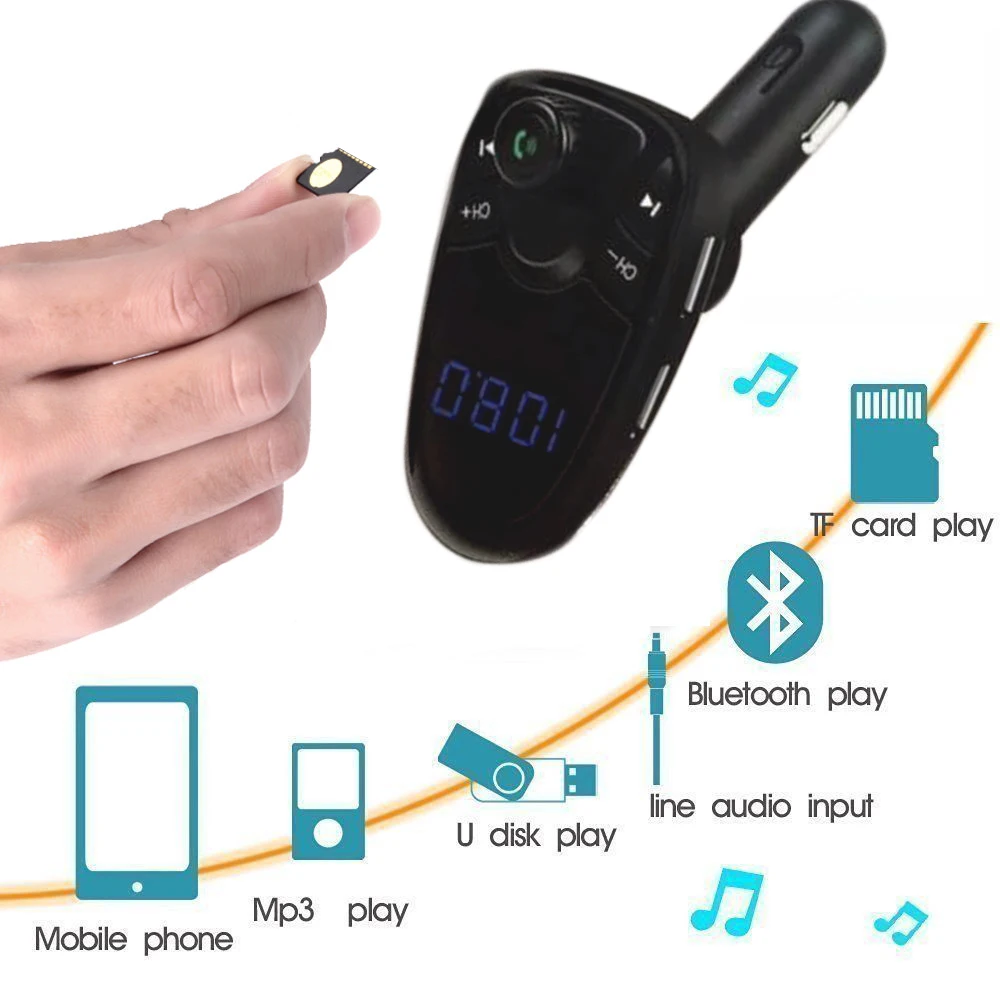 Комплект беспроводной связи bluetooth для автомобиля MP3 плеер fm-передатчик беспроводной радио адаптер USB быстрое автомобильное зарядное устройство для смартфонов Iphone dfdf