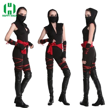 

Halloween Sexy Ladies Female Ninja Costume Cosplay Fancy Dress For Carnival Top+Pants+Belt+Riband+Mask Ninja Halloween Costumes