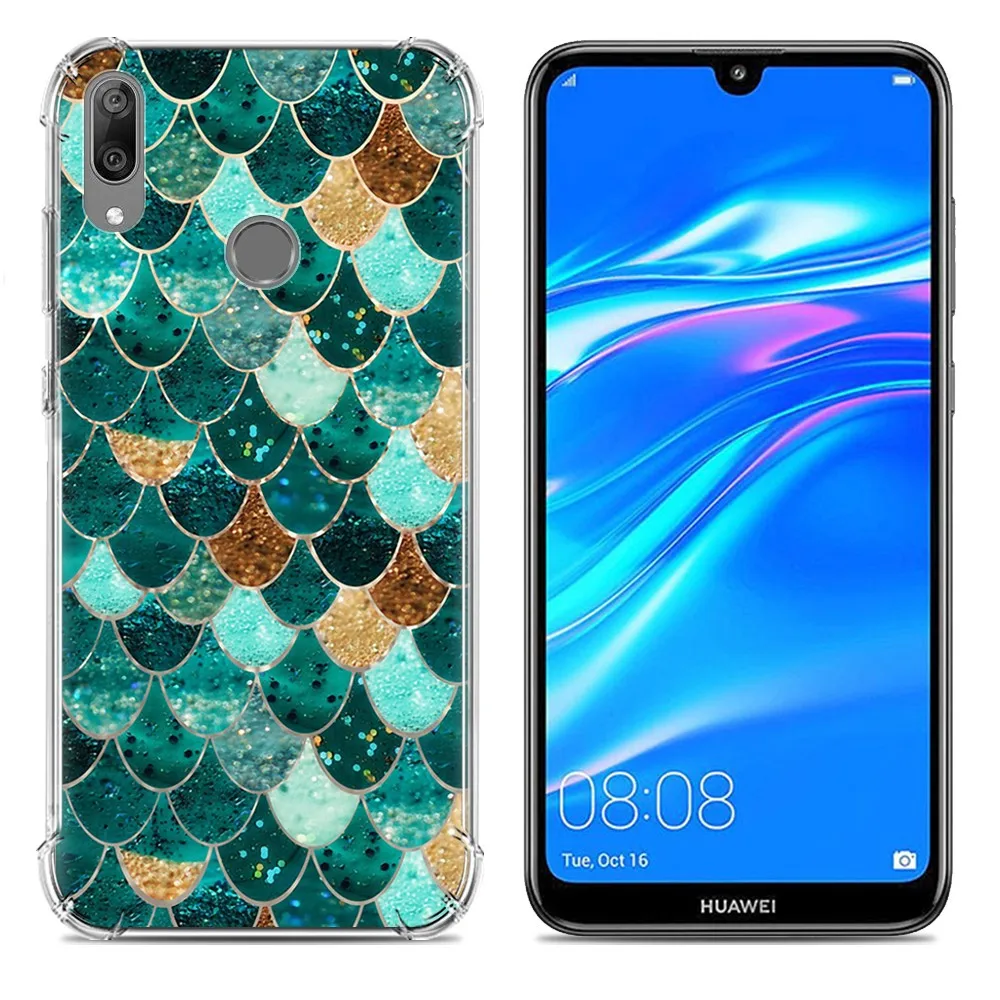 KHW2079C_1_JONSNOW Soft Case for Huawei Y7 2019 Colorful 10 Patterns Silicone Case for Y7 Prime 2019 6.26 inch Anti-knock Protect Phone Cover