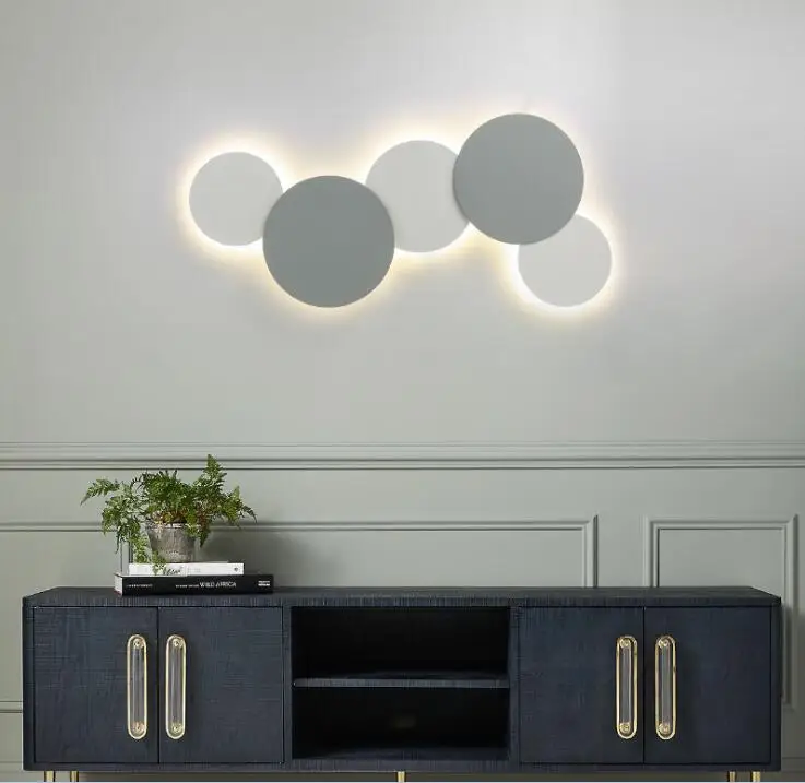  Northern Europe Wall lamp Round Creative Iron Lighting Black White Decoration Living Room Bedroom C - 32982210321