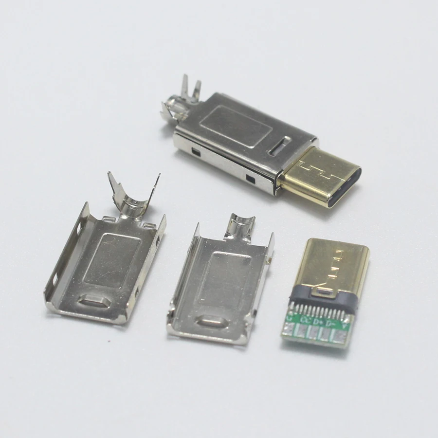 NinthQua 2 комплекта OTG USB 3,1 type-C 5Pin позолоченный штекер для DIY двусторонний штекер телефонная линия передачи данных для OD мм2 кабель